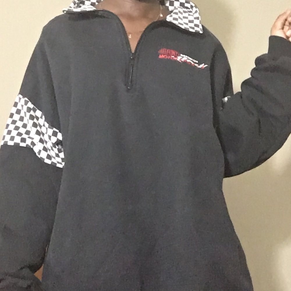 Half Zip Sweatshirt With Checkered Pattern - image 3